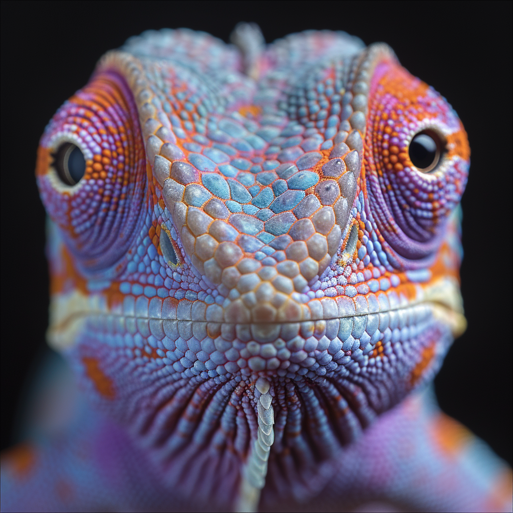 Chamäleon Portrait Bunt 8 | LED Bild