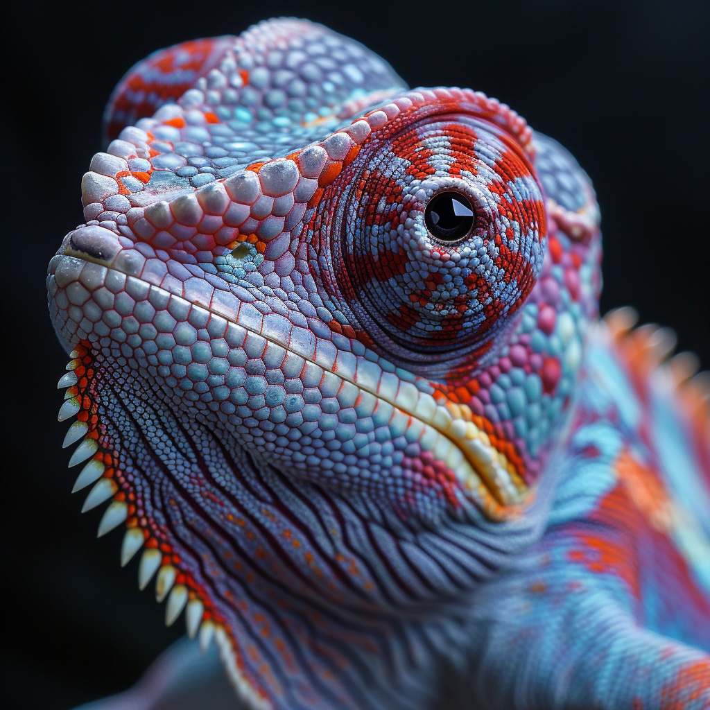 Chamäleon Portrait Bunt 9 | LED Bild