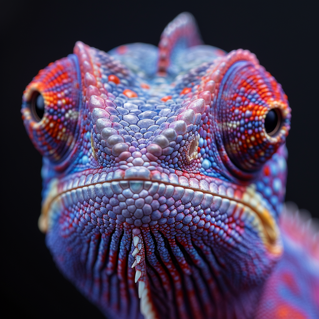 Chamäleon Portrait Bunt 10 | LED Bild