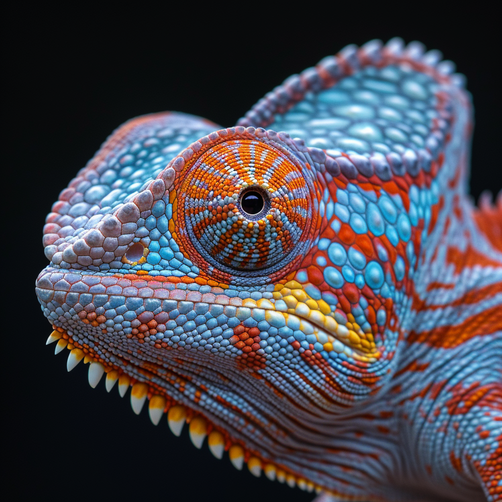 Chamäleon Portrait Bunt 11 | LED Bild