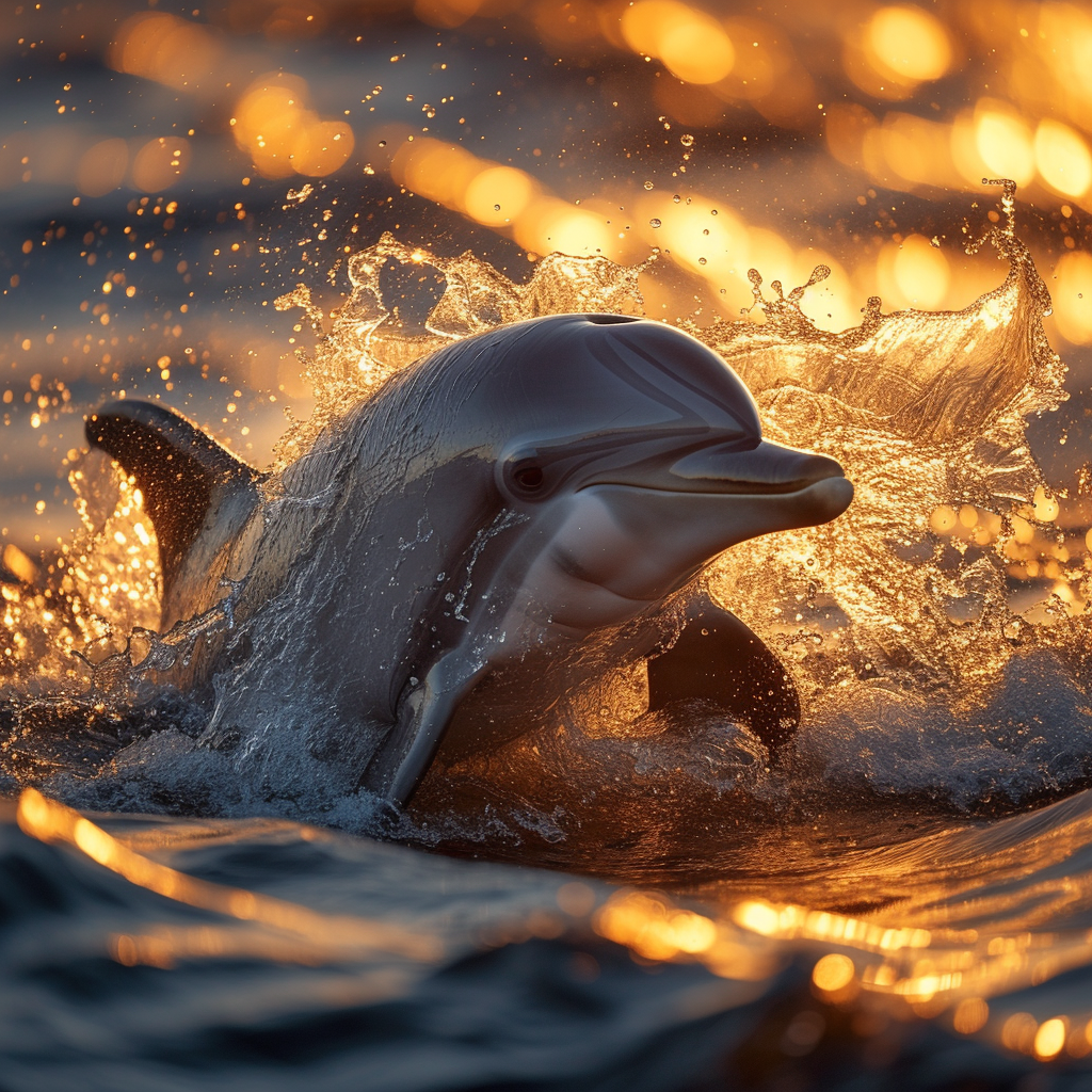 Delphin im Sonnenuntergang 1 | LED Bild