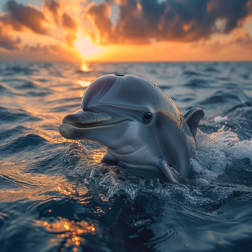 Delphin im Sonnenuntergang 2 | LED Bild