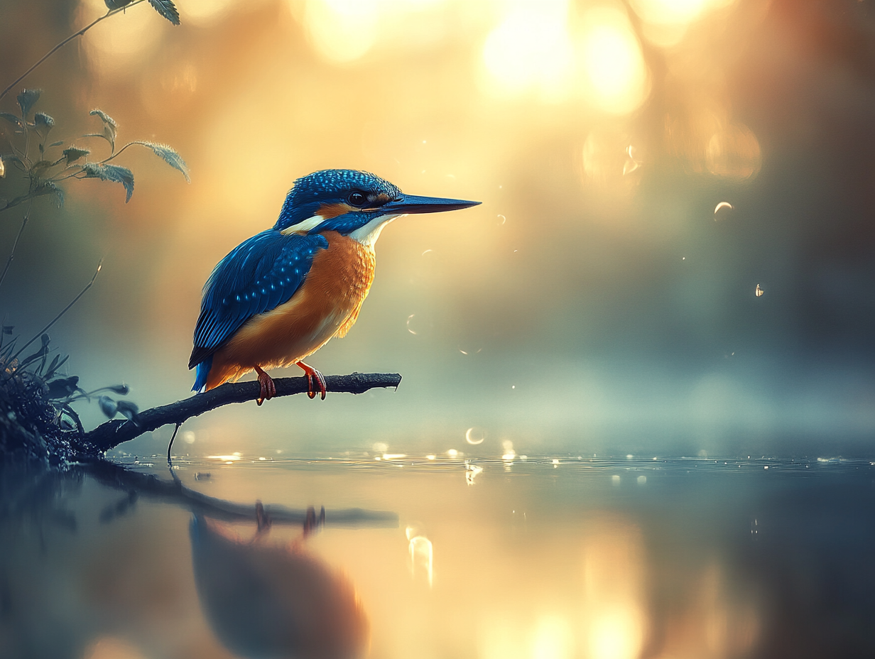 Eisvogel bei Sonnenaufgang | LED Bild