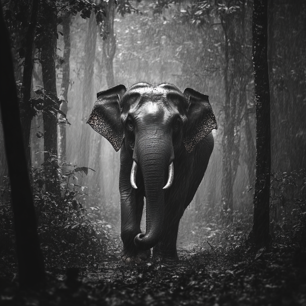 Elefant im Regenwald 1 | LED Bild