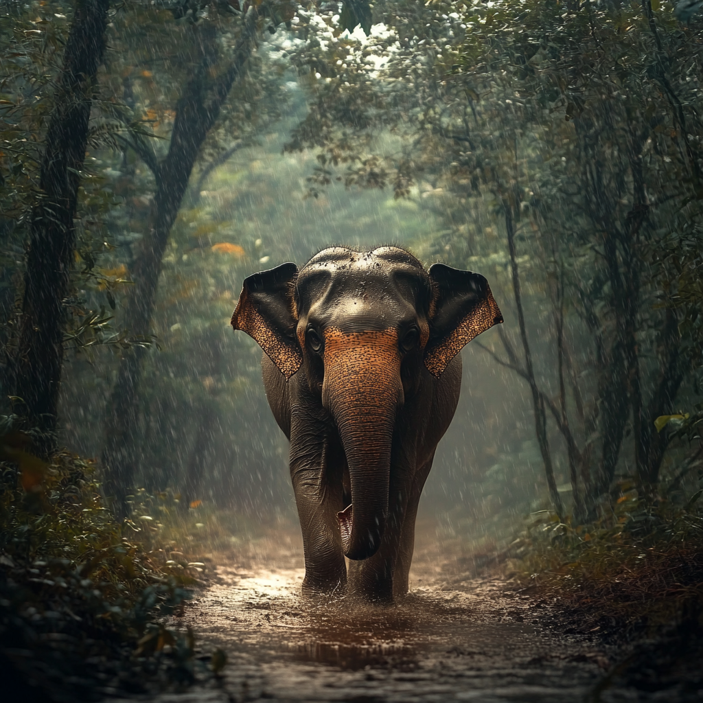 Elefant im Regenwald 2 | LED Bild