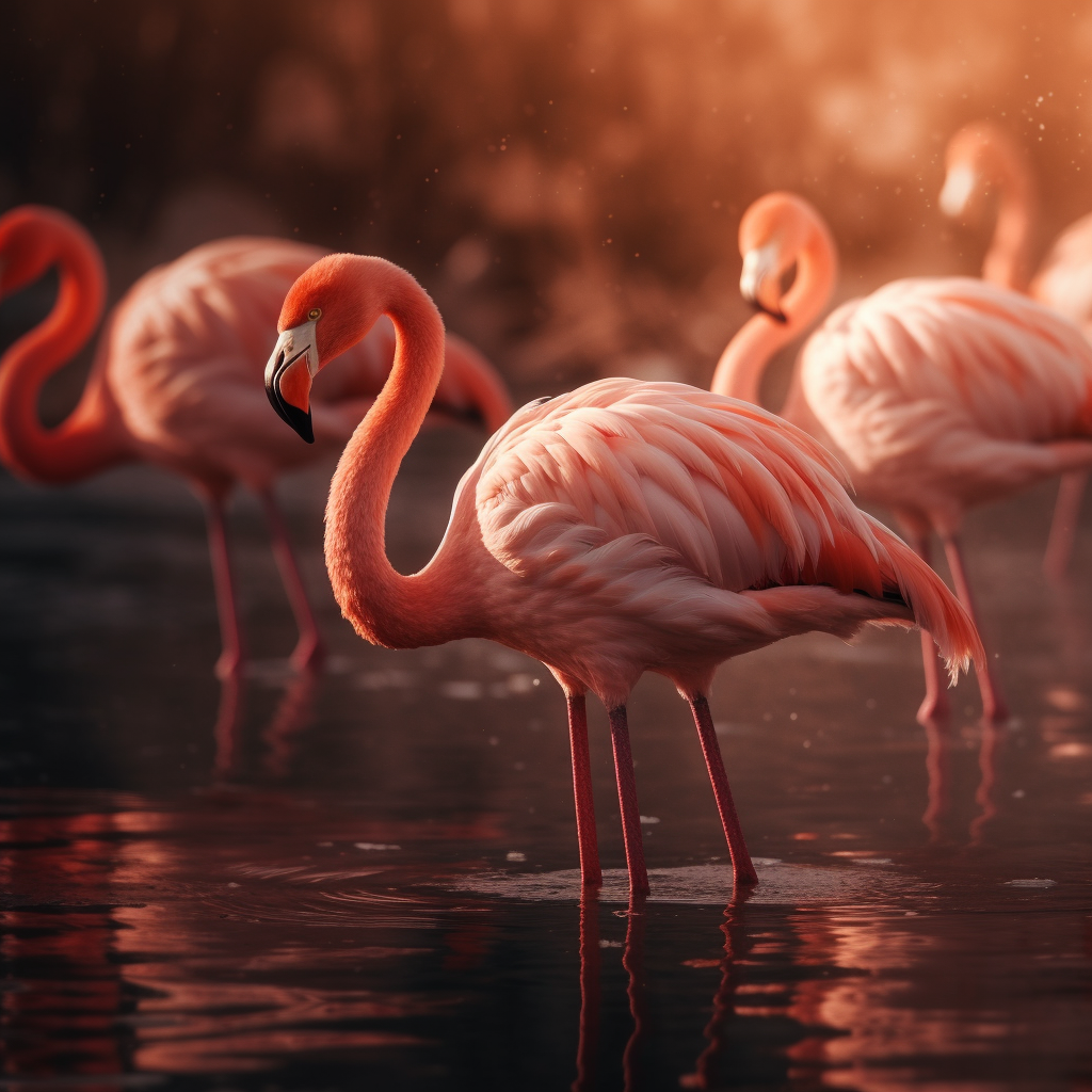 Flamingos im Abendlicht 1 | LED Bild