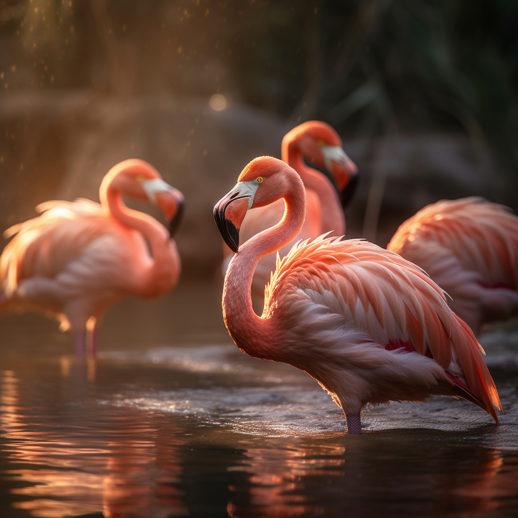 Flamingos im Abendlicht 2 | LED Bild