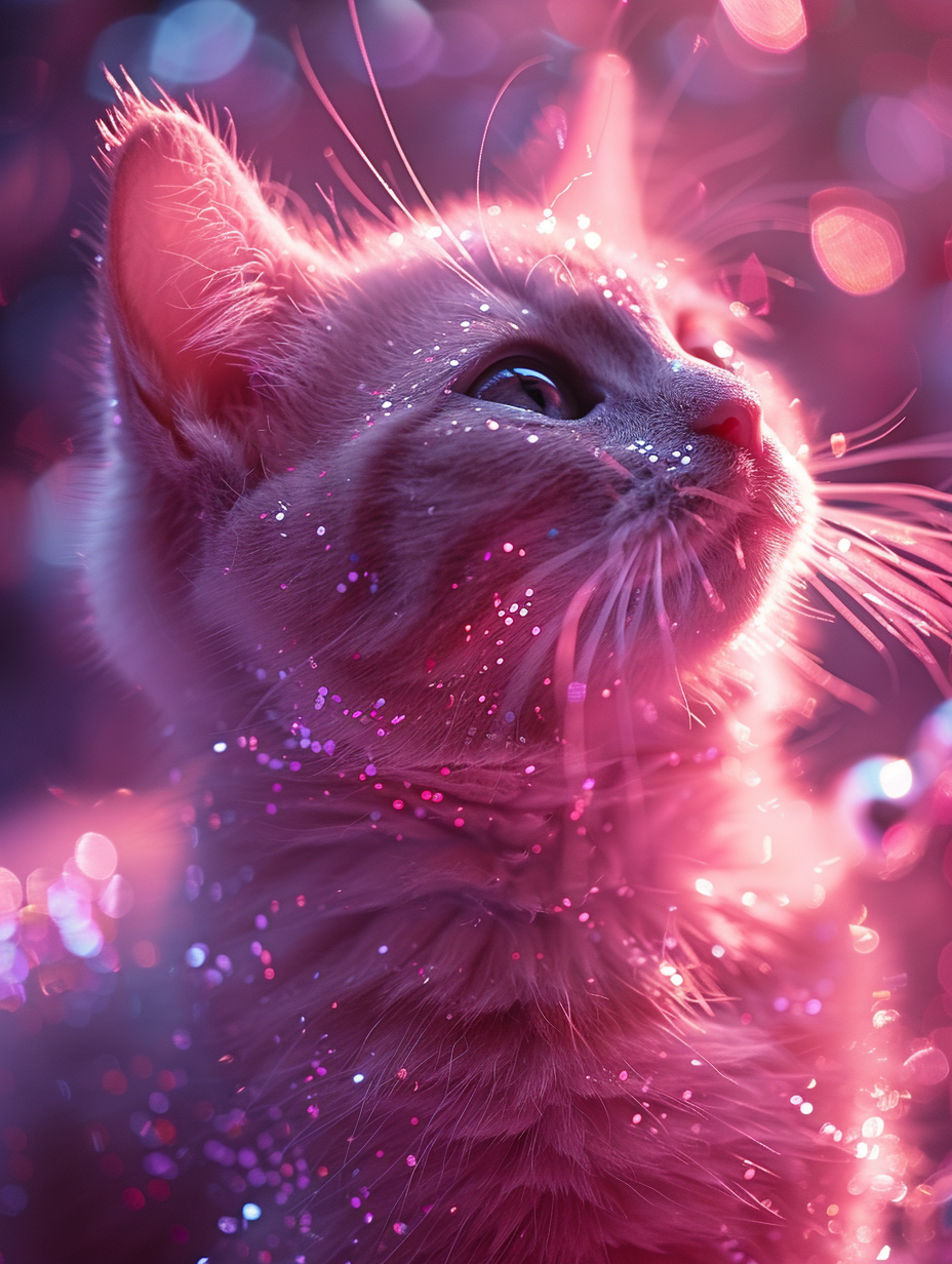 Glitzerkatze Rosa 1 | LED Bild