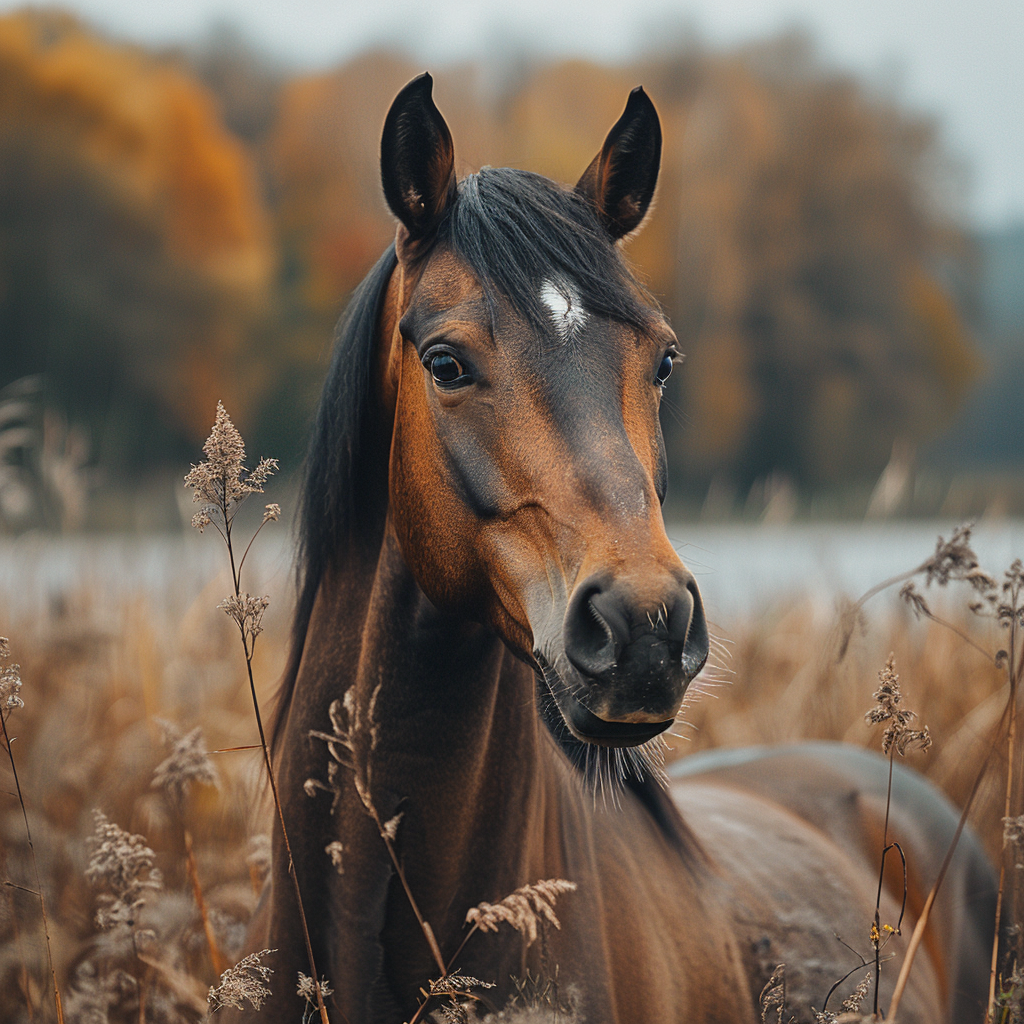 Portrait Pferd auf Wiese 2 | LED Bild