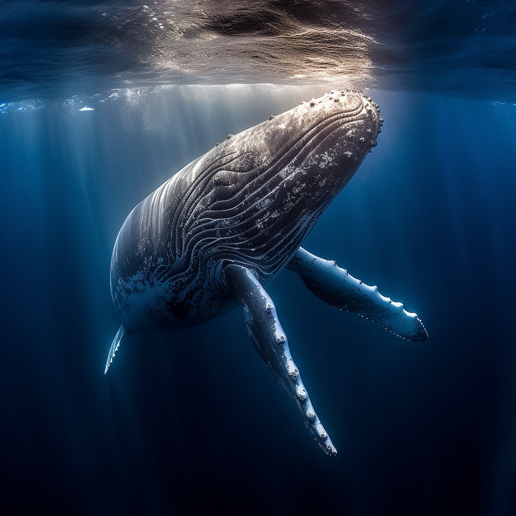 Blauer Wal unter Wasser 5 | LED Bild