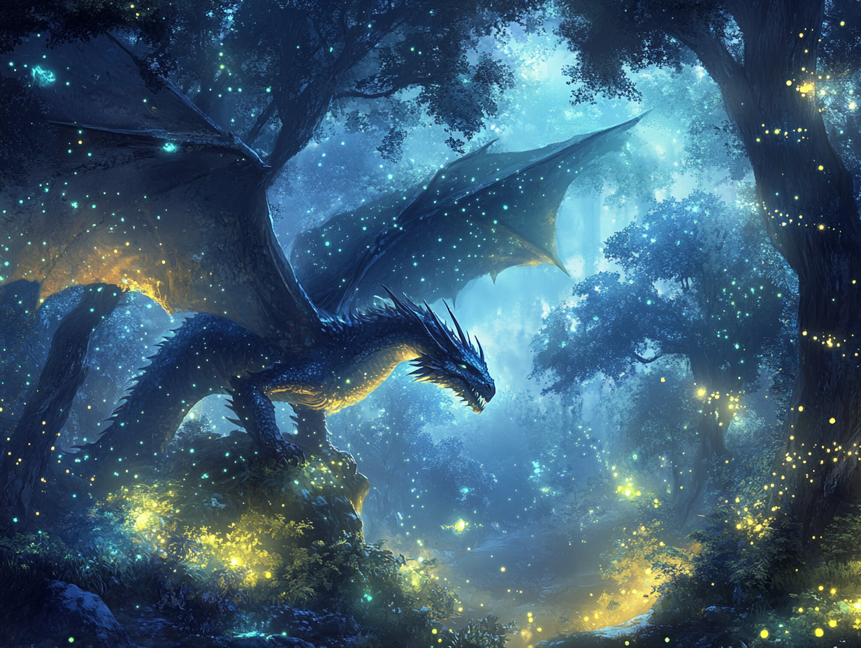 Drache in Mystischem Wald | LED Bild