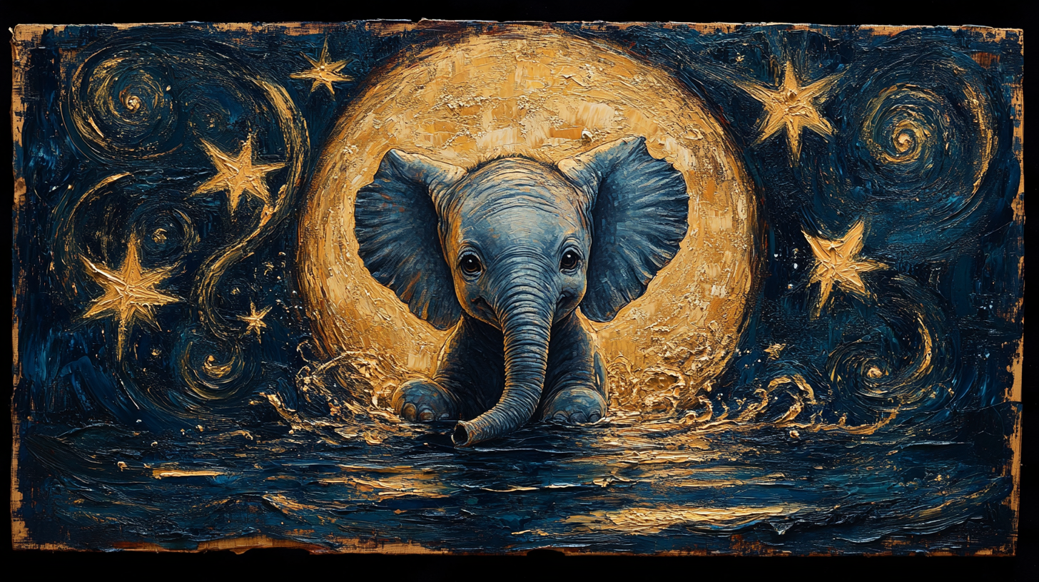 Elefant Gute Nacht Illustriert | LED Bild