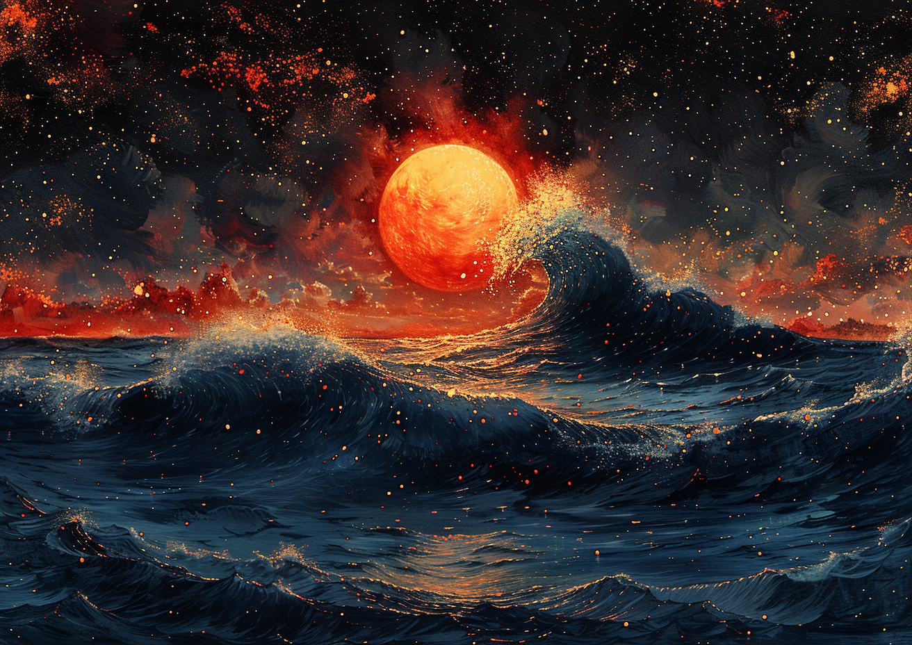 Wellen Abstrakt  Sonnenuntergang 2 | LED Bild