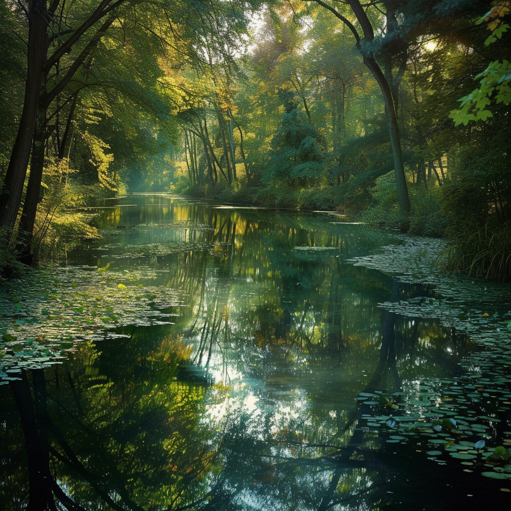 Kleiner Fluss Dichter Wald 2 | LED Bild