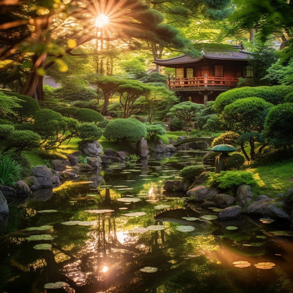 Asiatischer Wald mit Bach 2 | LED Bild