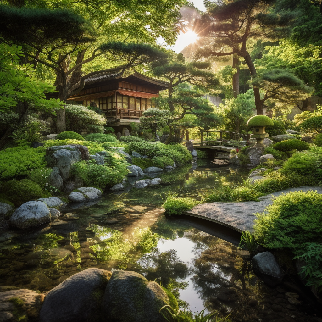 Asiatischer Wald mit Bach 3 | LED Bild