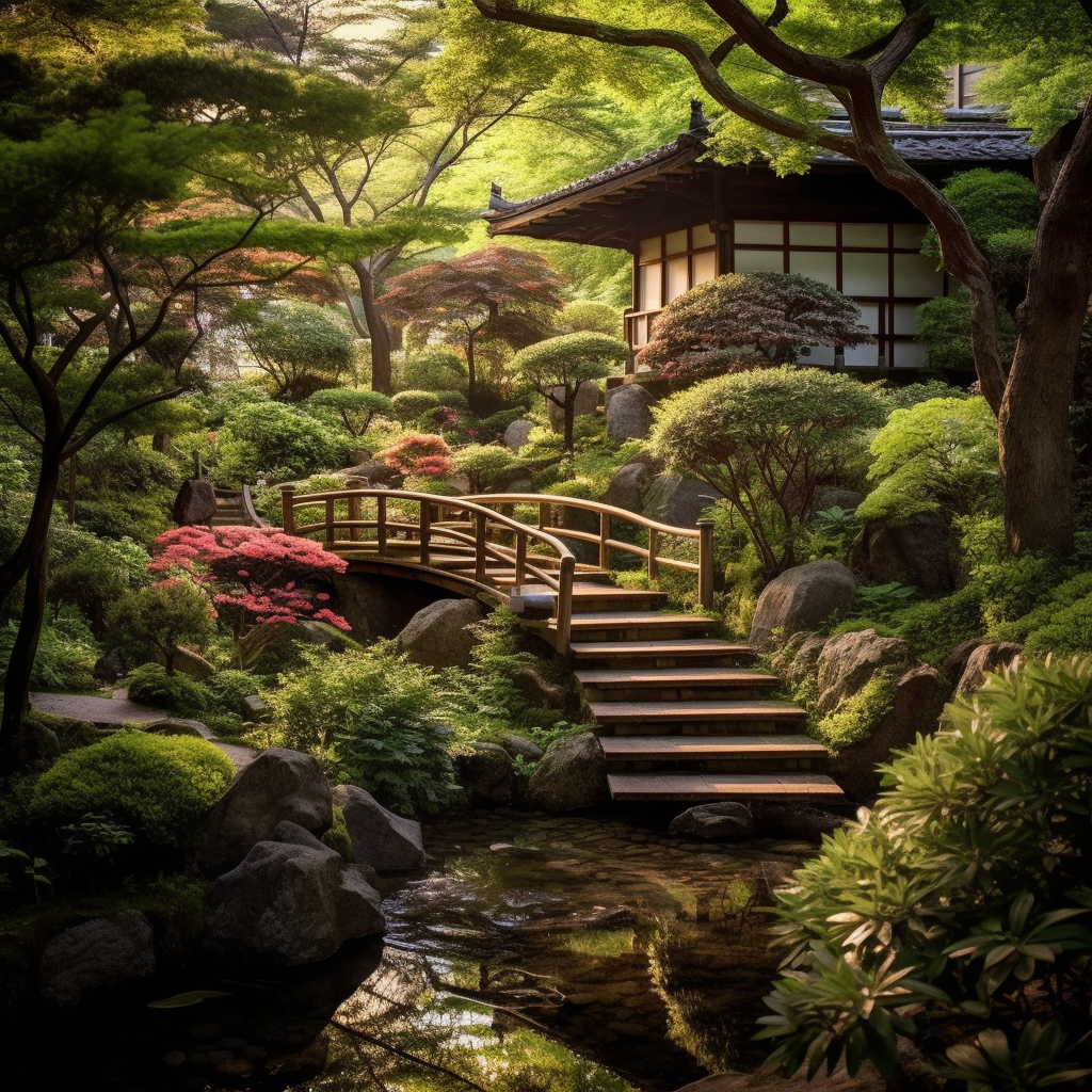 Asiatischer Wald mit Bach 5 | LED Bild