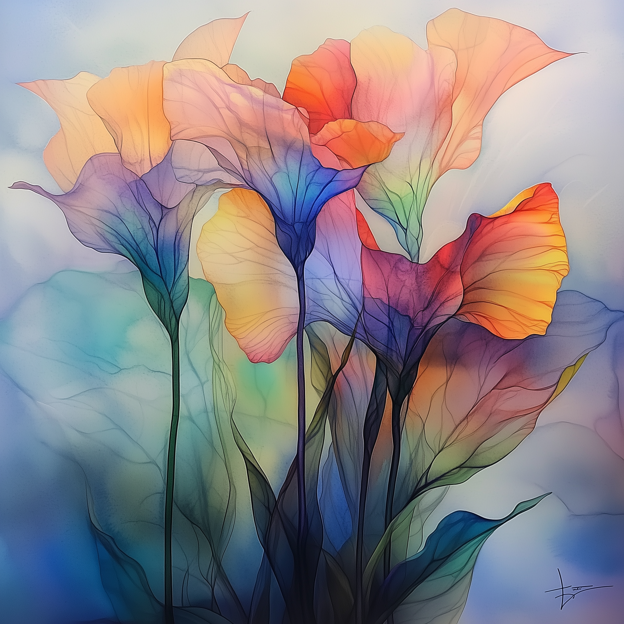 Abstrakte Blumen Bunt | LED Bild