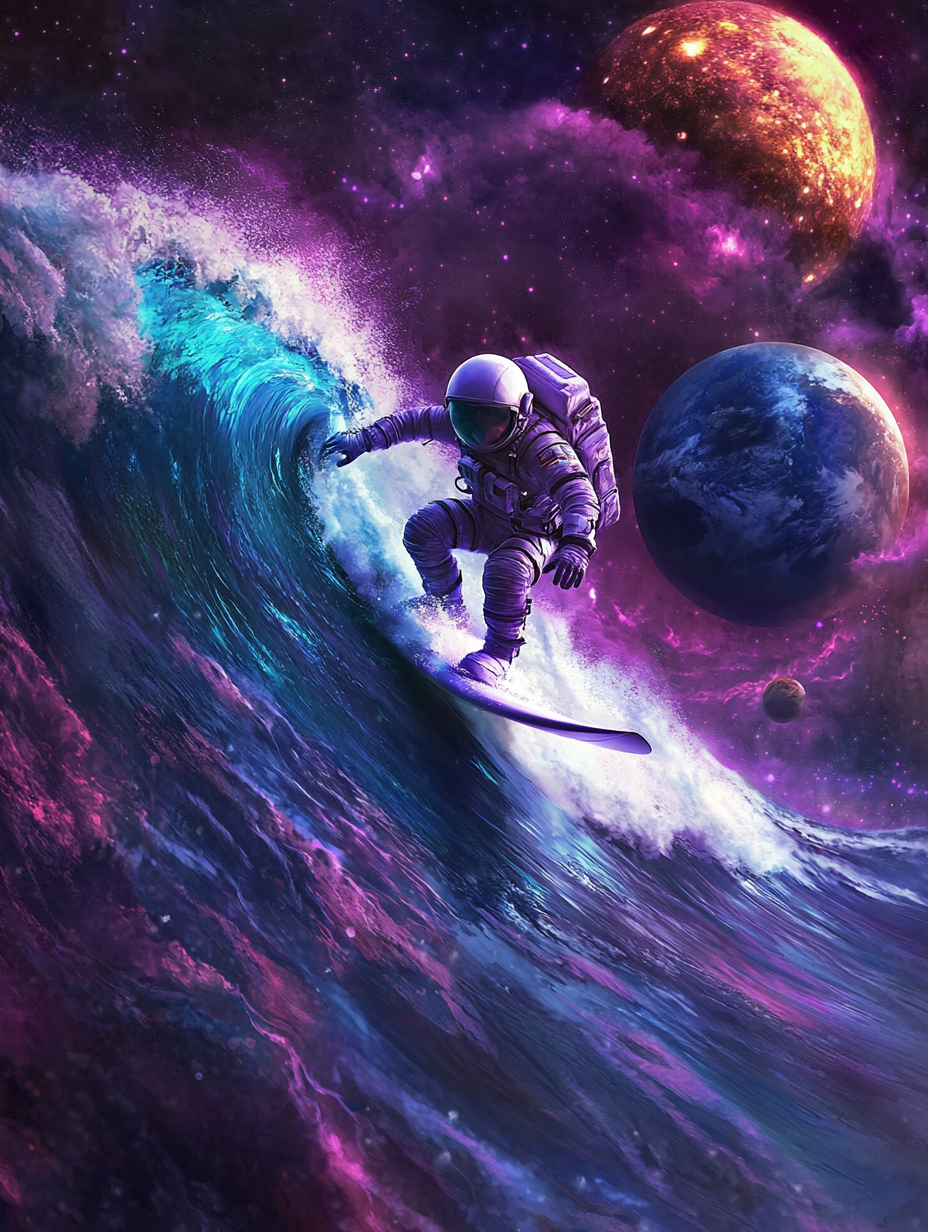Surfender Astronaut | LED Bild