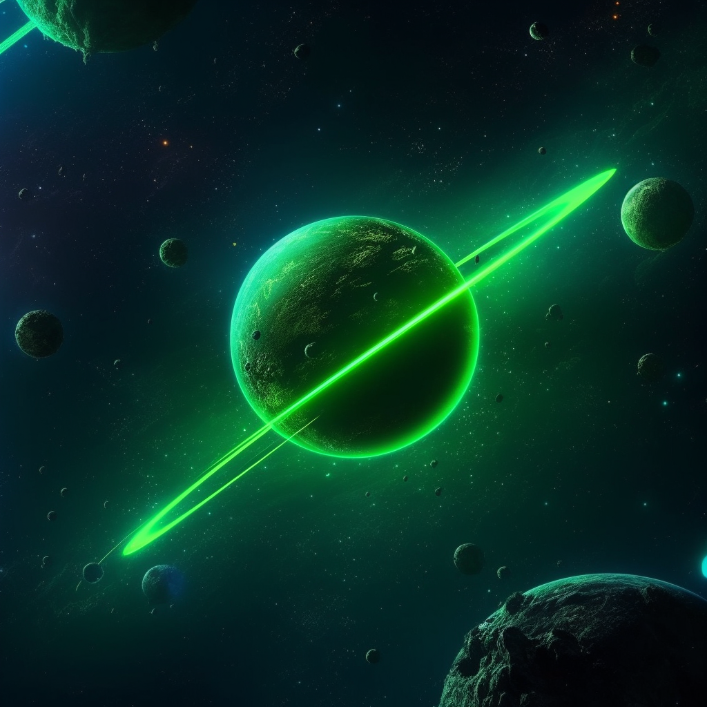 Neon Planet Grün | LED Bild