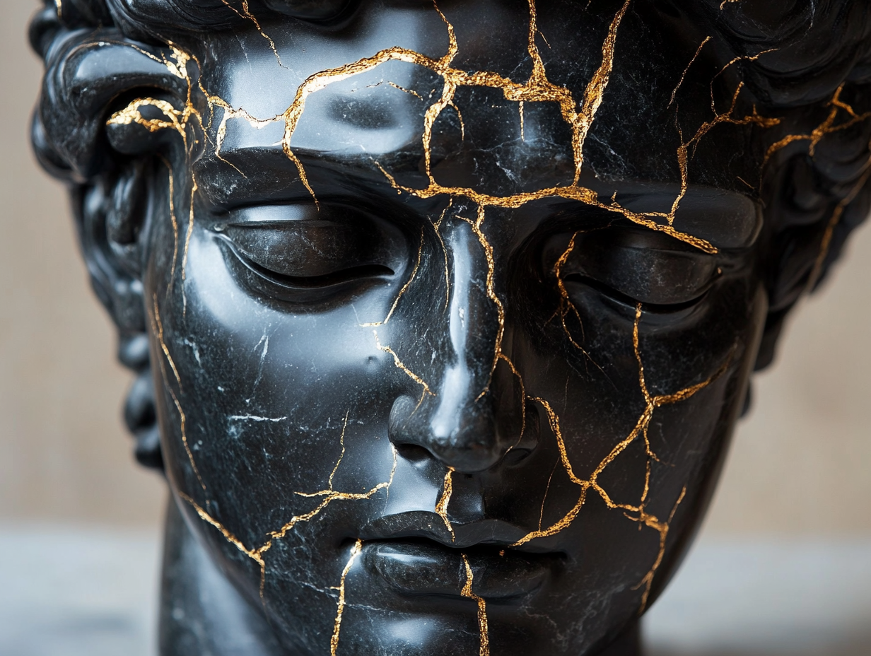 Skulptur mit Goldenen Adern 1 | LED Bild