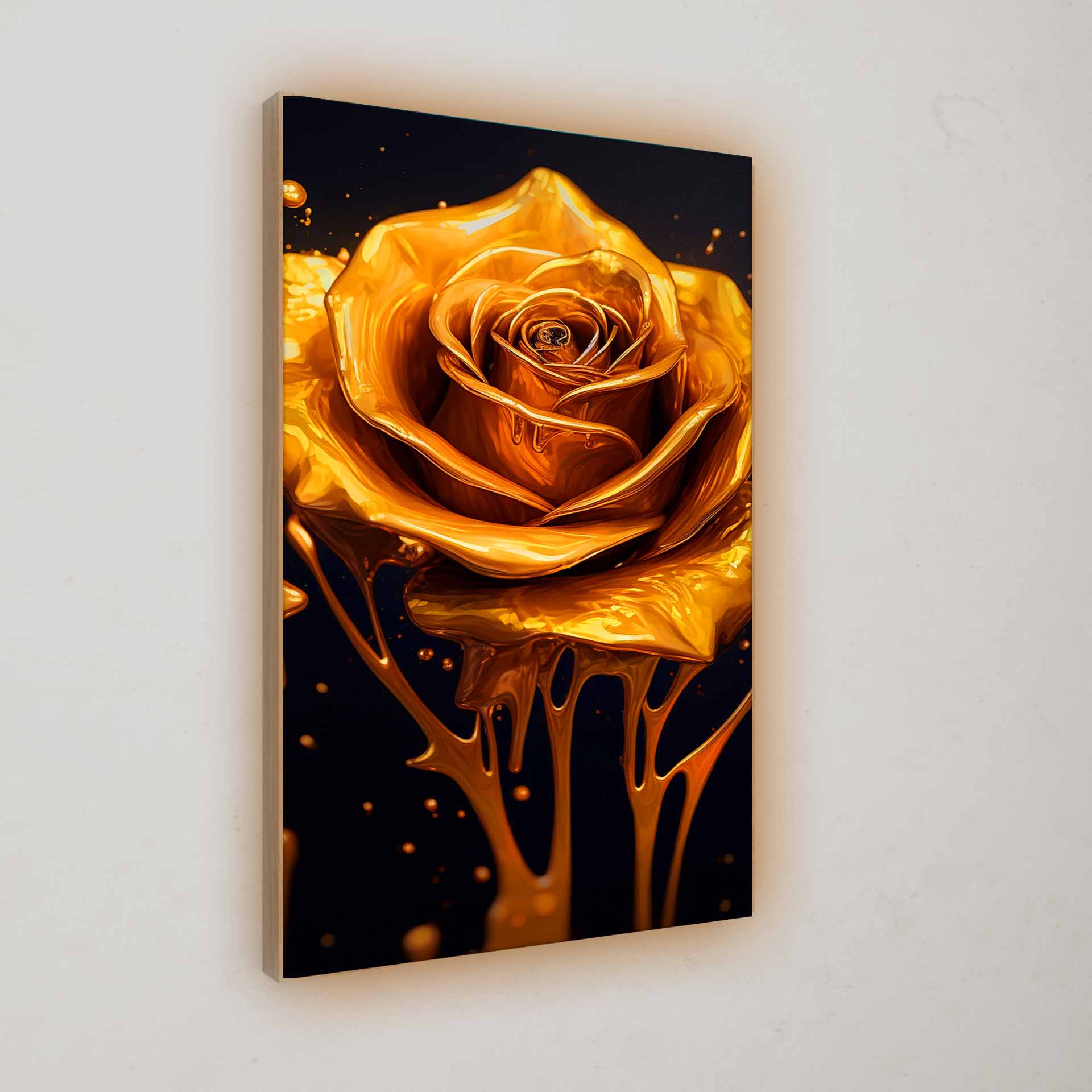 Heimdeko | Wall Art "Golden Rose" | LED Bild