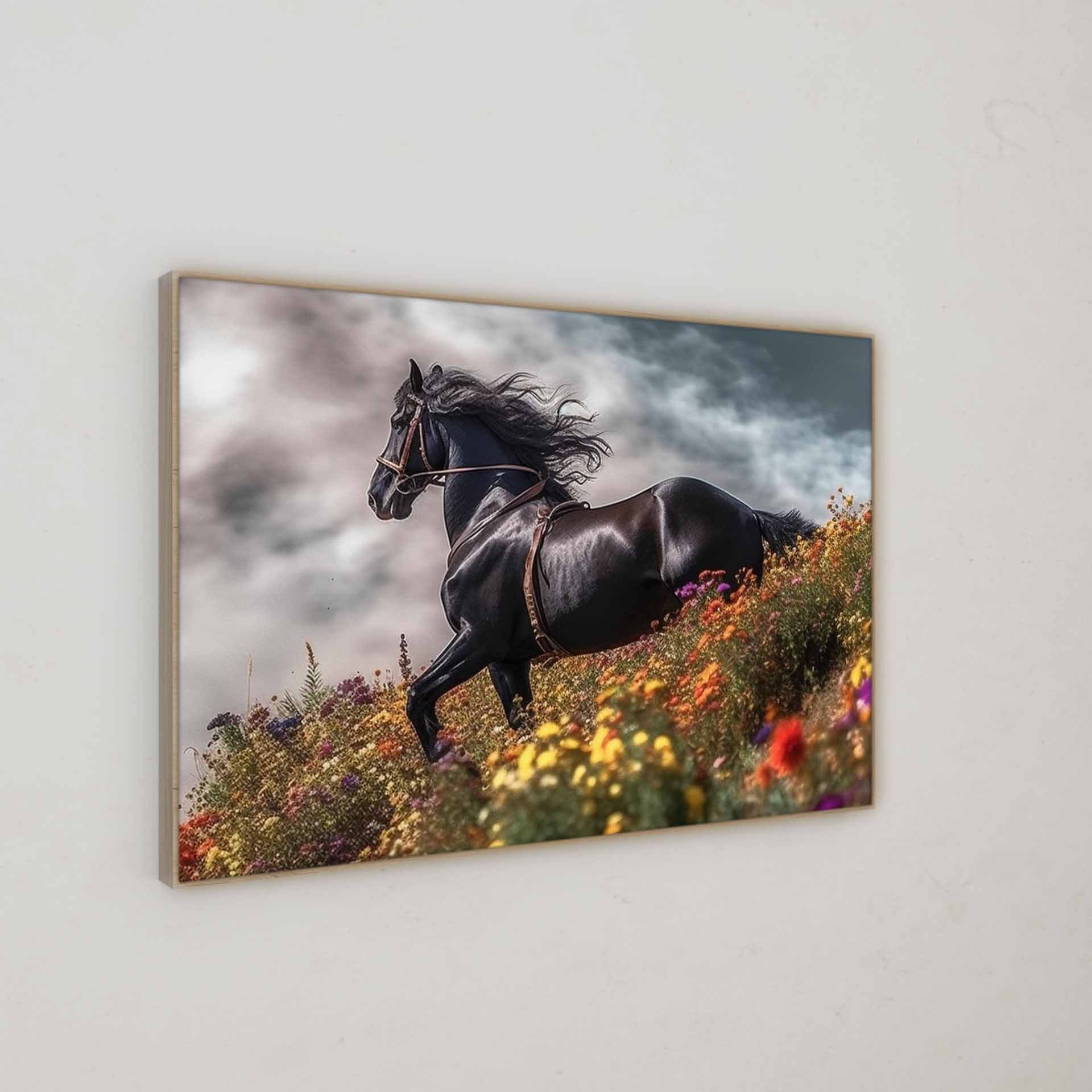 Tierfotografie | Schwarzes Pferd | LED Bild