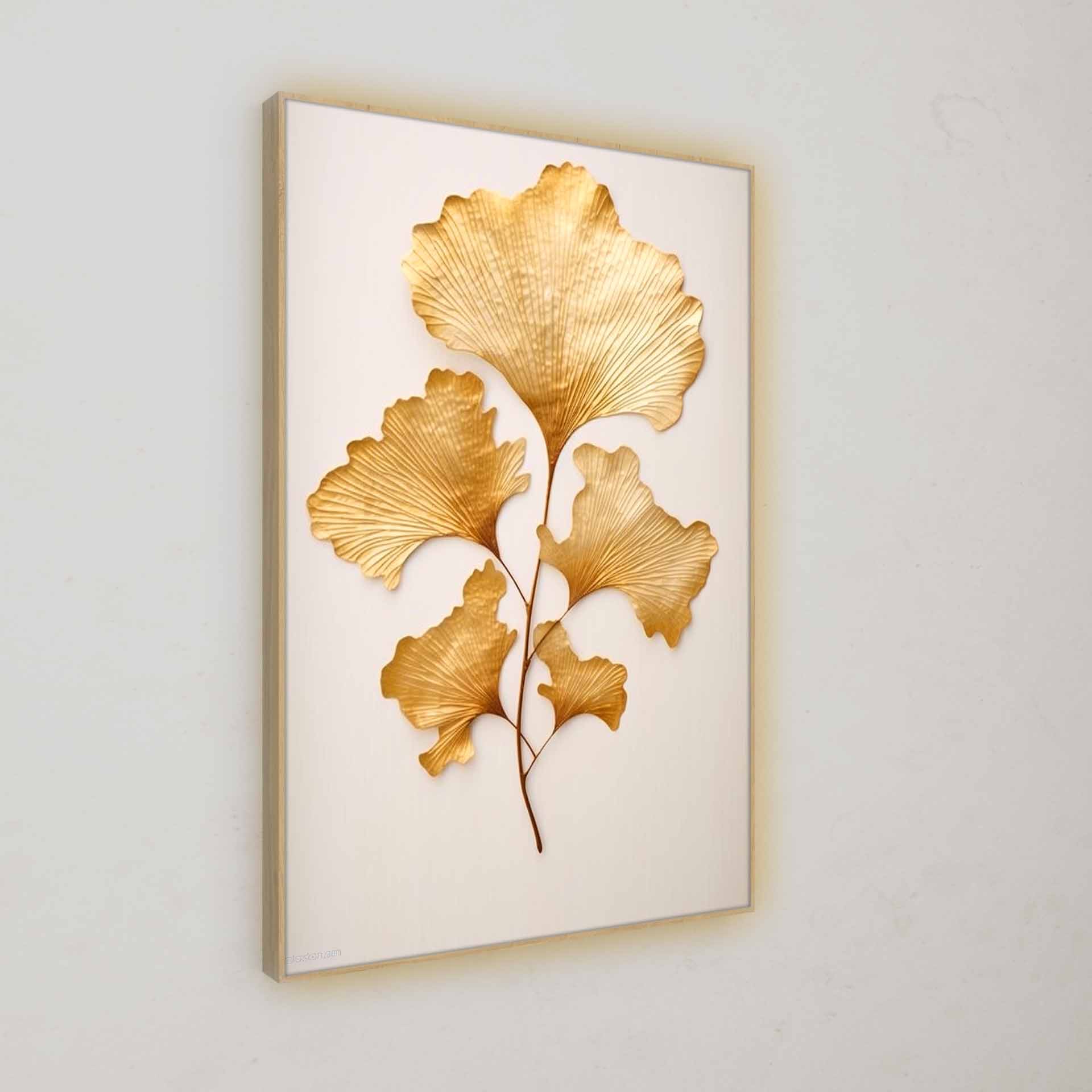Heimdeko | Wall Art "Golden Leaf II" | LED Bild