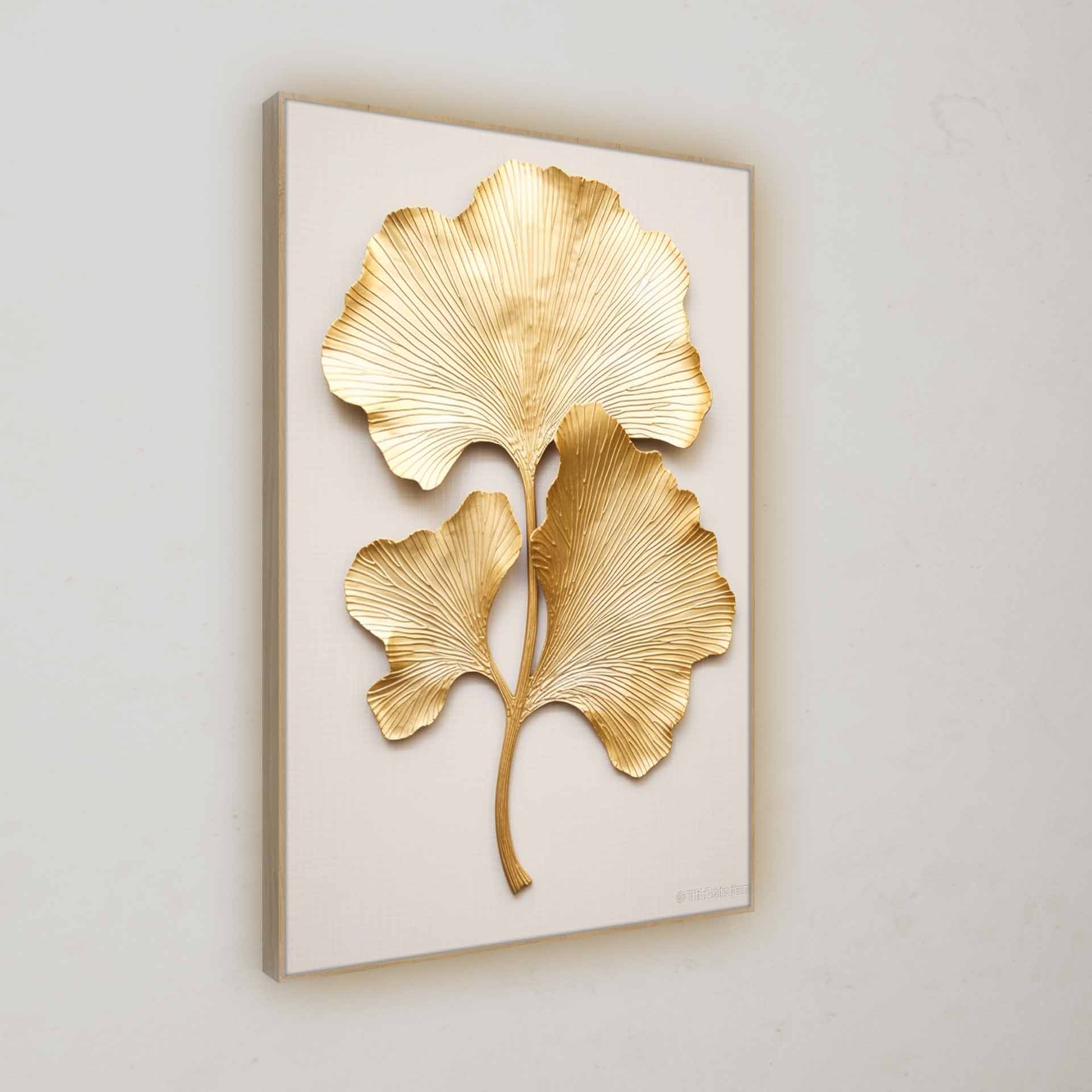 Heimdeko | Wall Art "Golden Leaf" | LED Bild