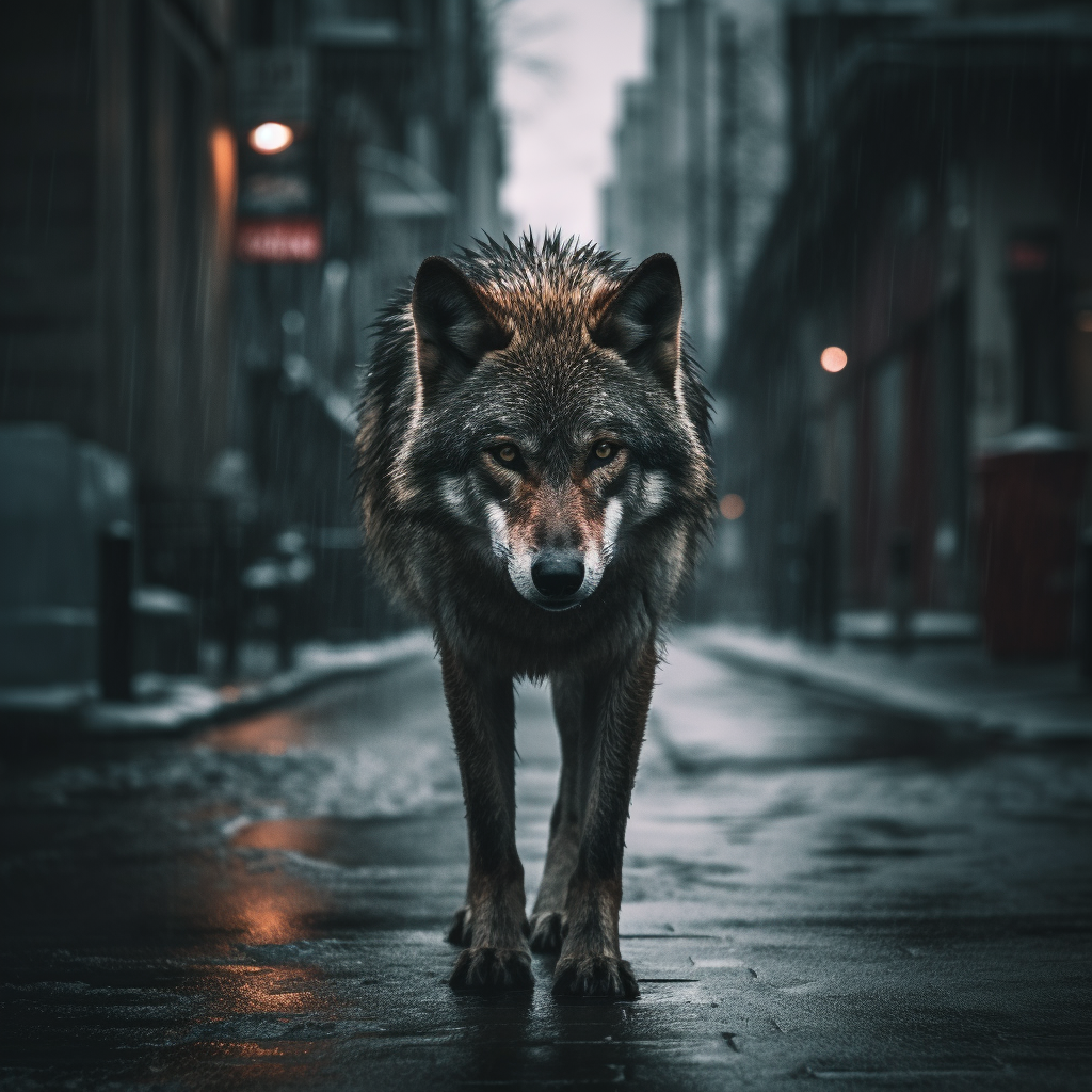 Tierfotografie | Wolf in the City 2 | LED Bild