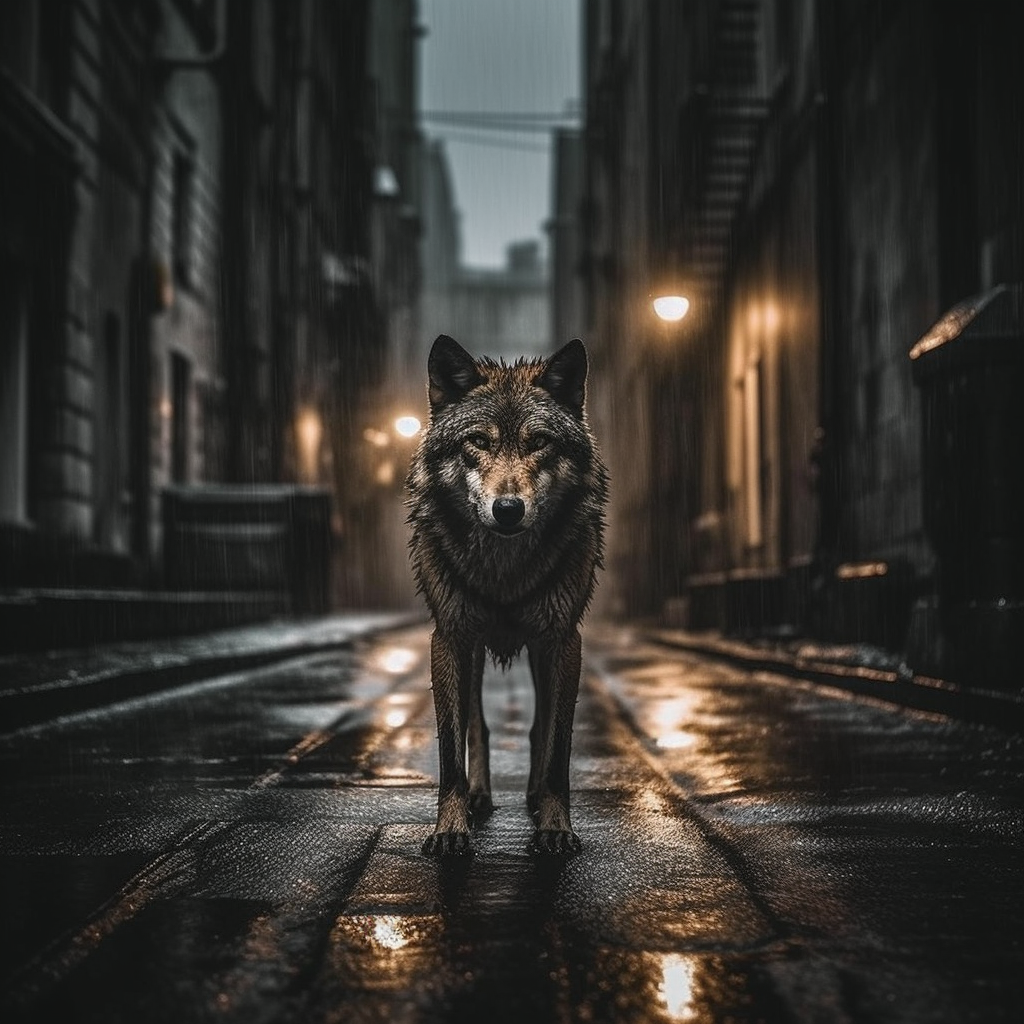 Tierfotografie | Wolf in the City | LED Bild