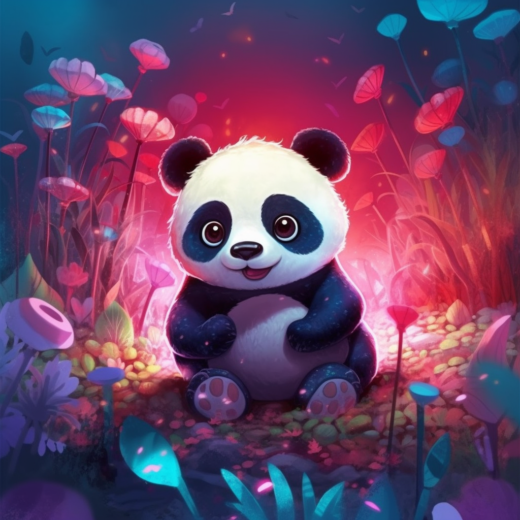 Kinderzimmer | Kindermotiv "Happy sitting Panda" | LED Bild