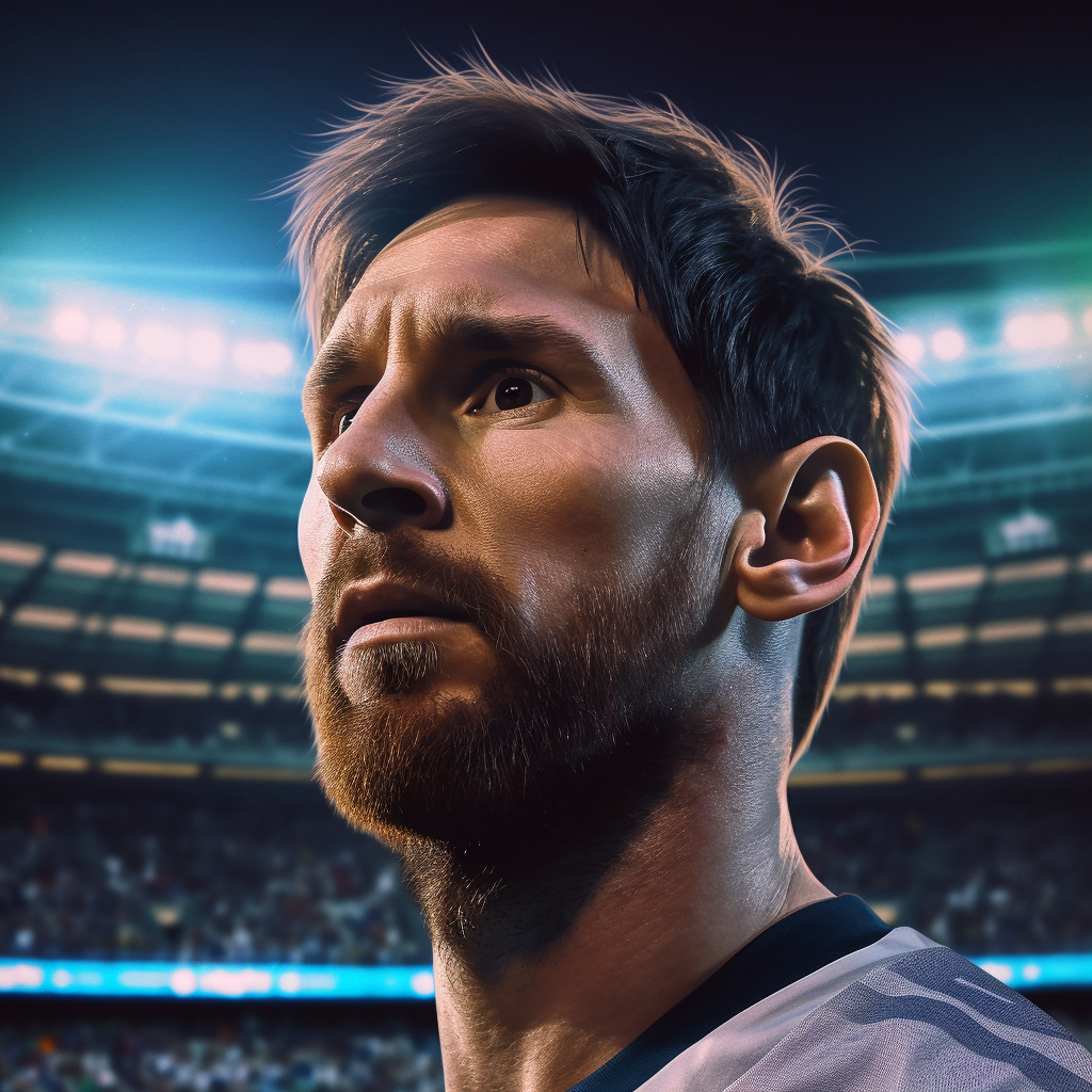 Fussball | Lionel Messi Portrait "Argentina" | LED Bild