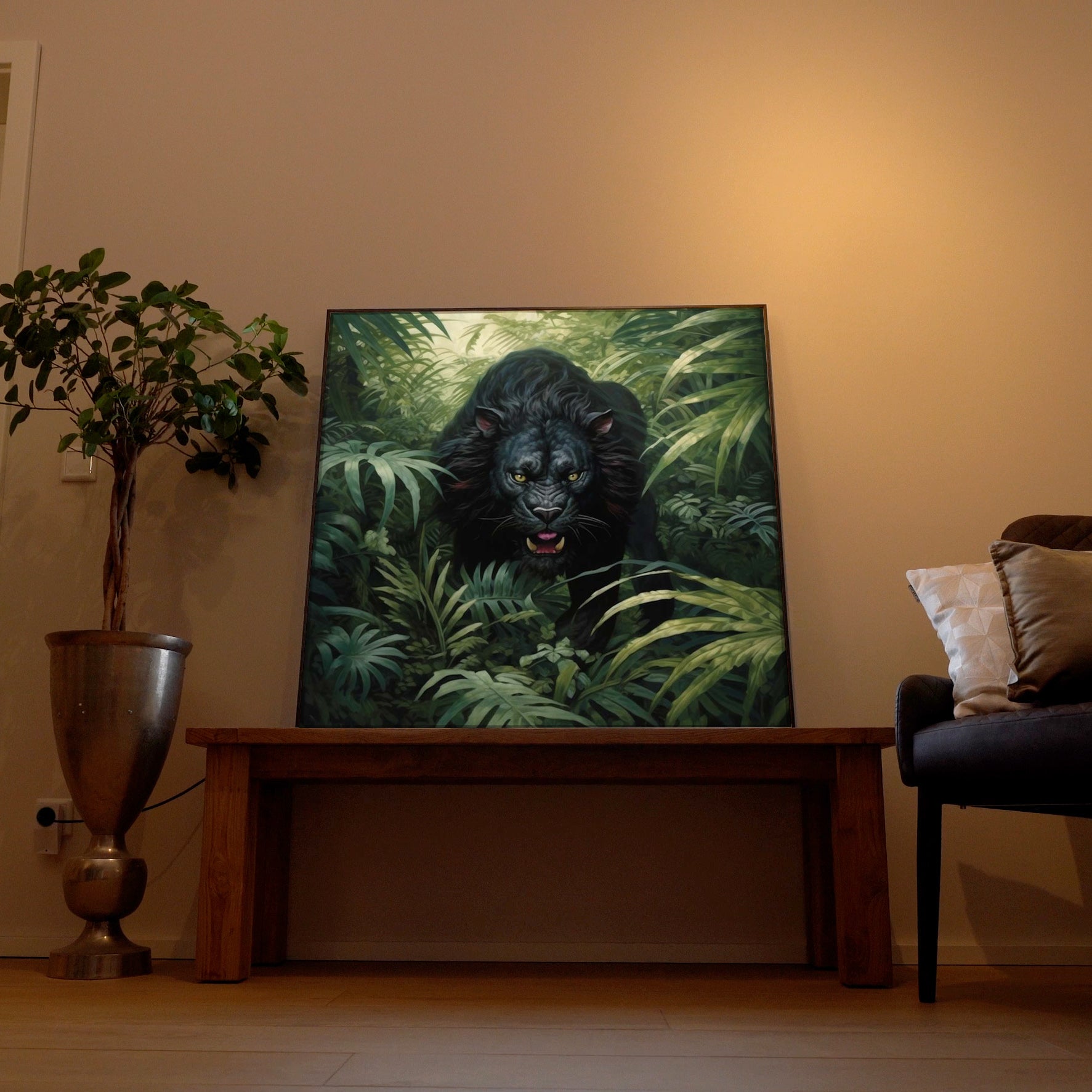 Black Jungle Lion | LED Bild