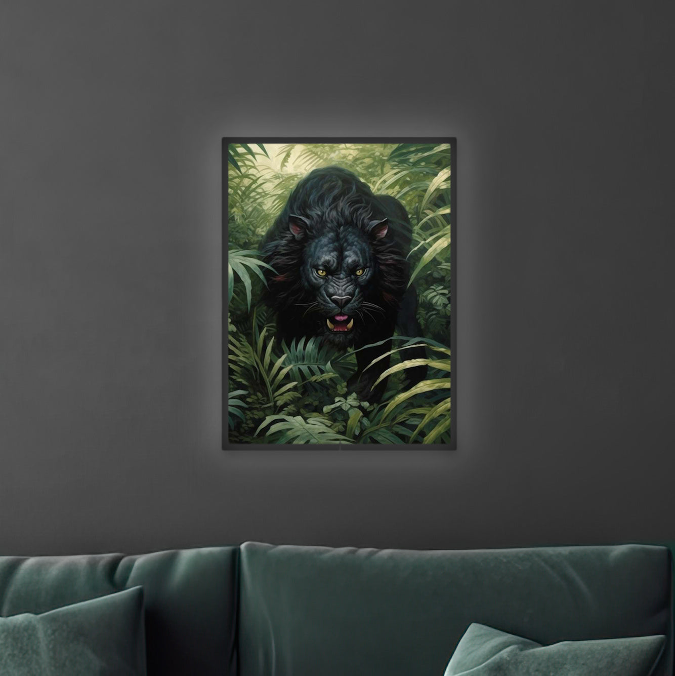 Black Jungle Lion | LED Bild