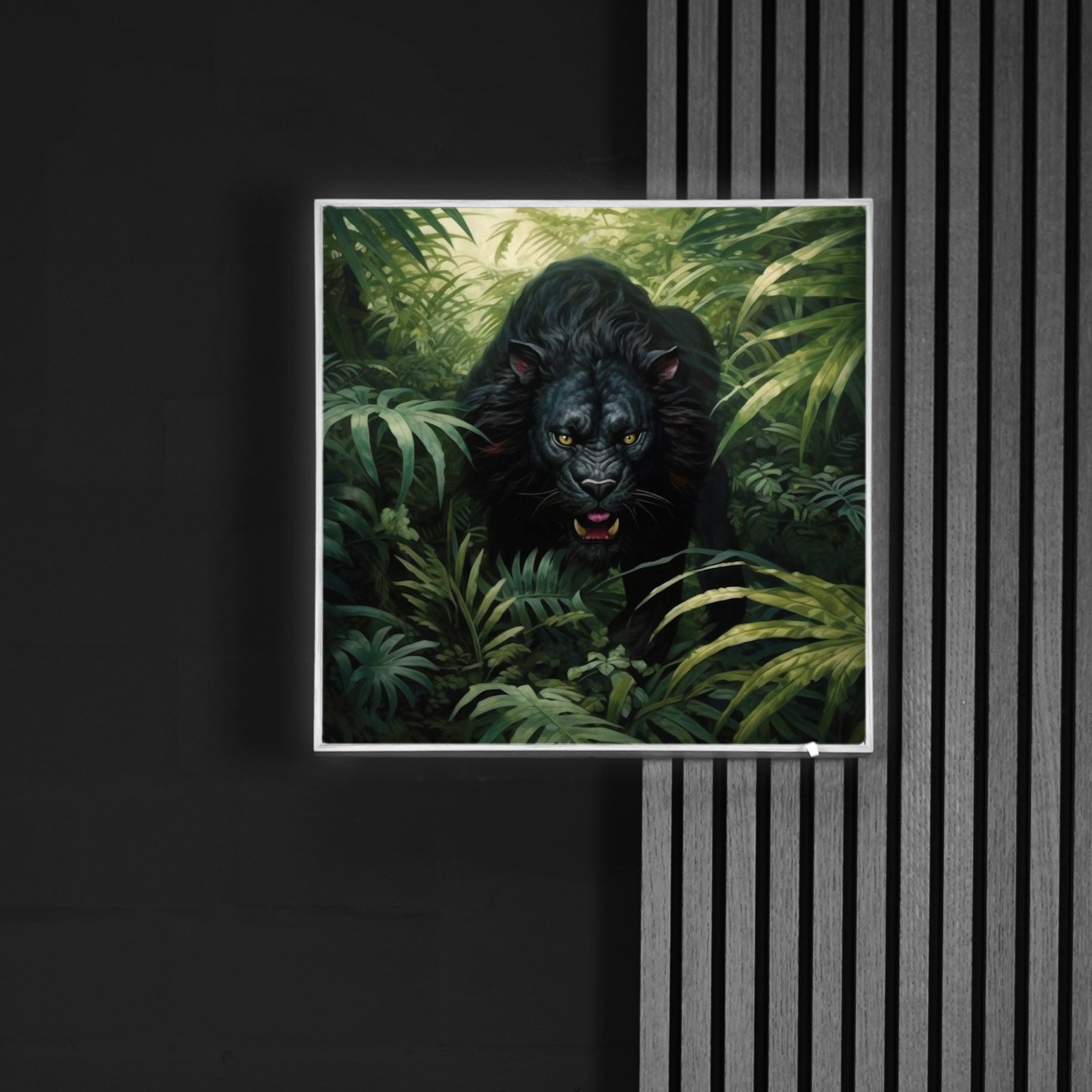 Black Jungle Lion | LED Bild