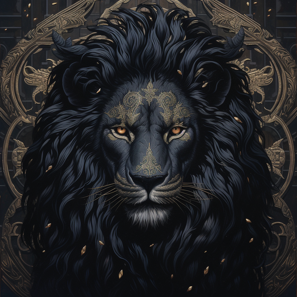 Artwork | Löwe in Schwarz und Gold | LED Bild