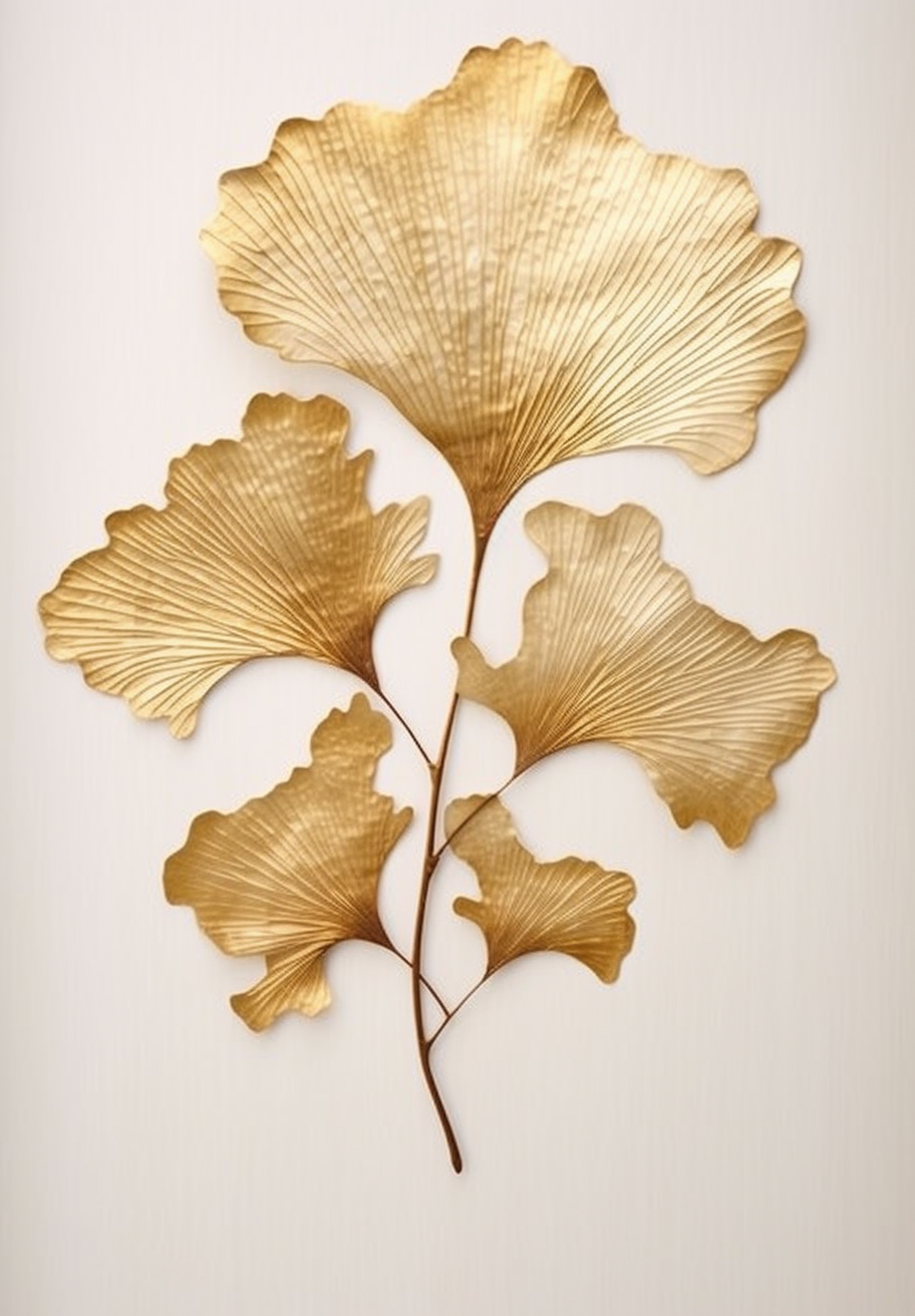 Heimdeko | Wall Art "Golden Leaf II" | LED Bild