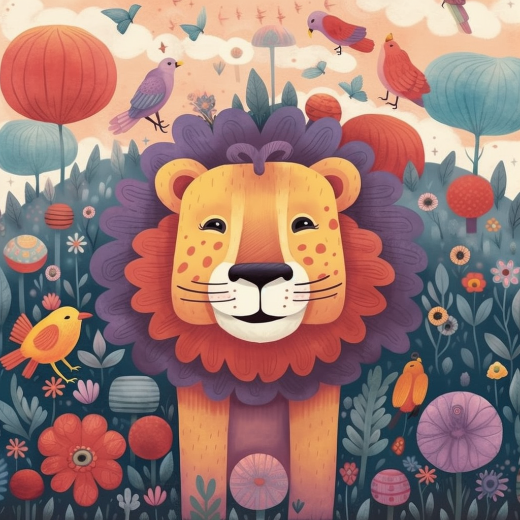 Kinderzimmer | Kindermotiv "Happy Lion" | LED Bild