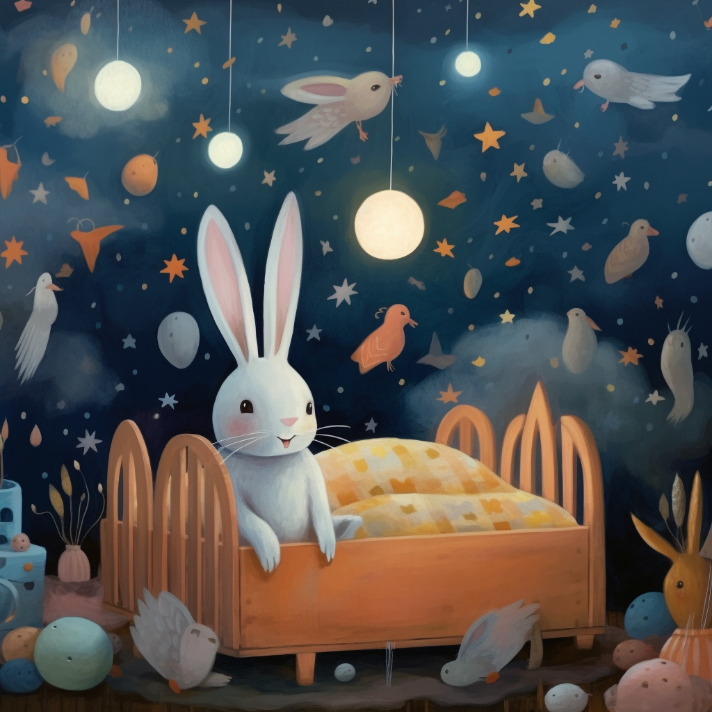 Kinderzimmer | Kindermotiv "Gute Nacht Hase" | LED Bild