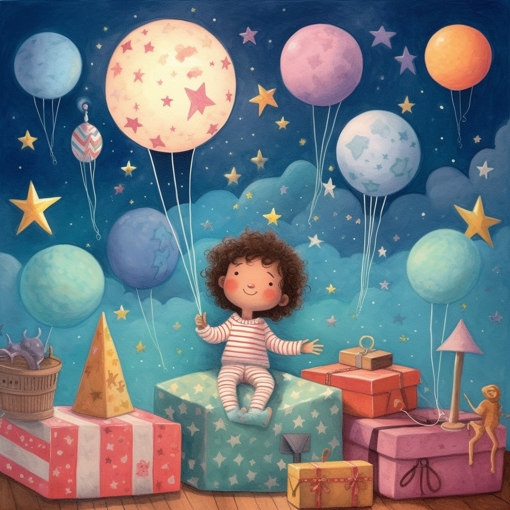 Kinderzimmer | Kindermotiv "Mädchen mit Luftballons" | LED Bild