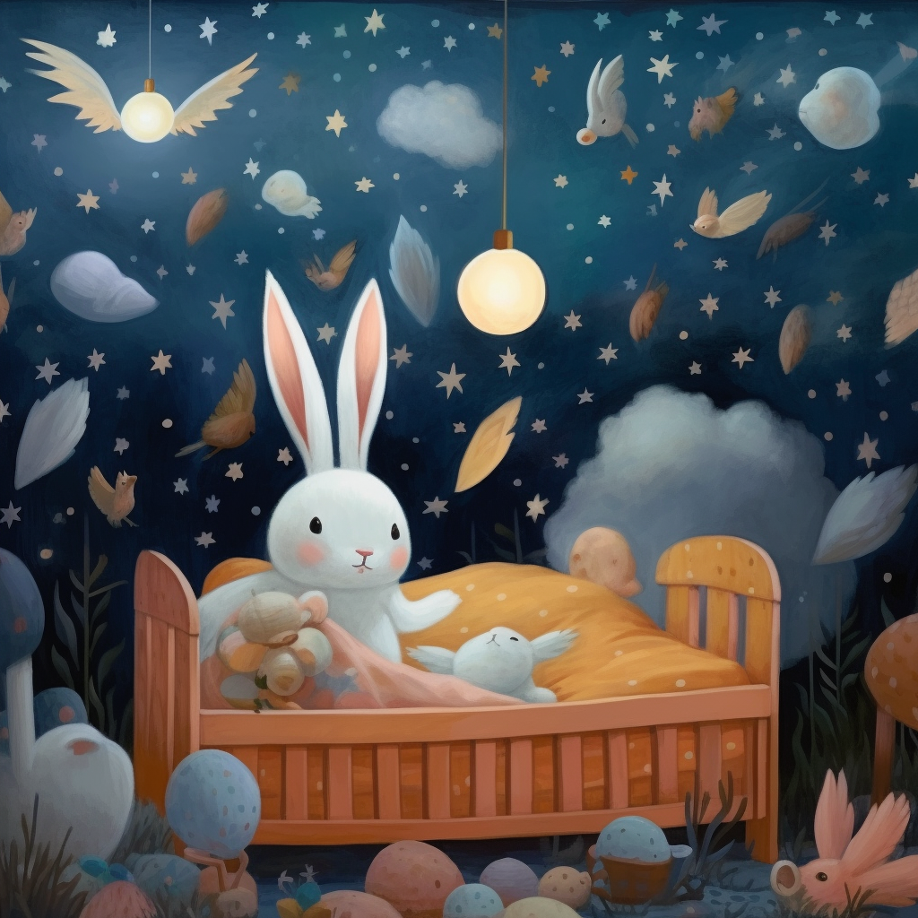 Kinderzimmer | Kindermotiv "Kaninchen geht schlafen" | LED Bild