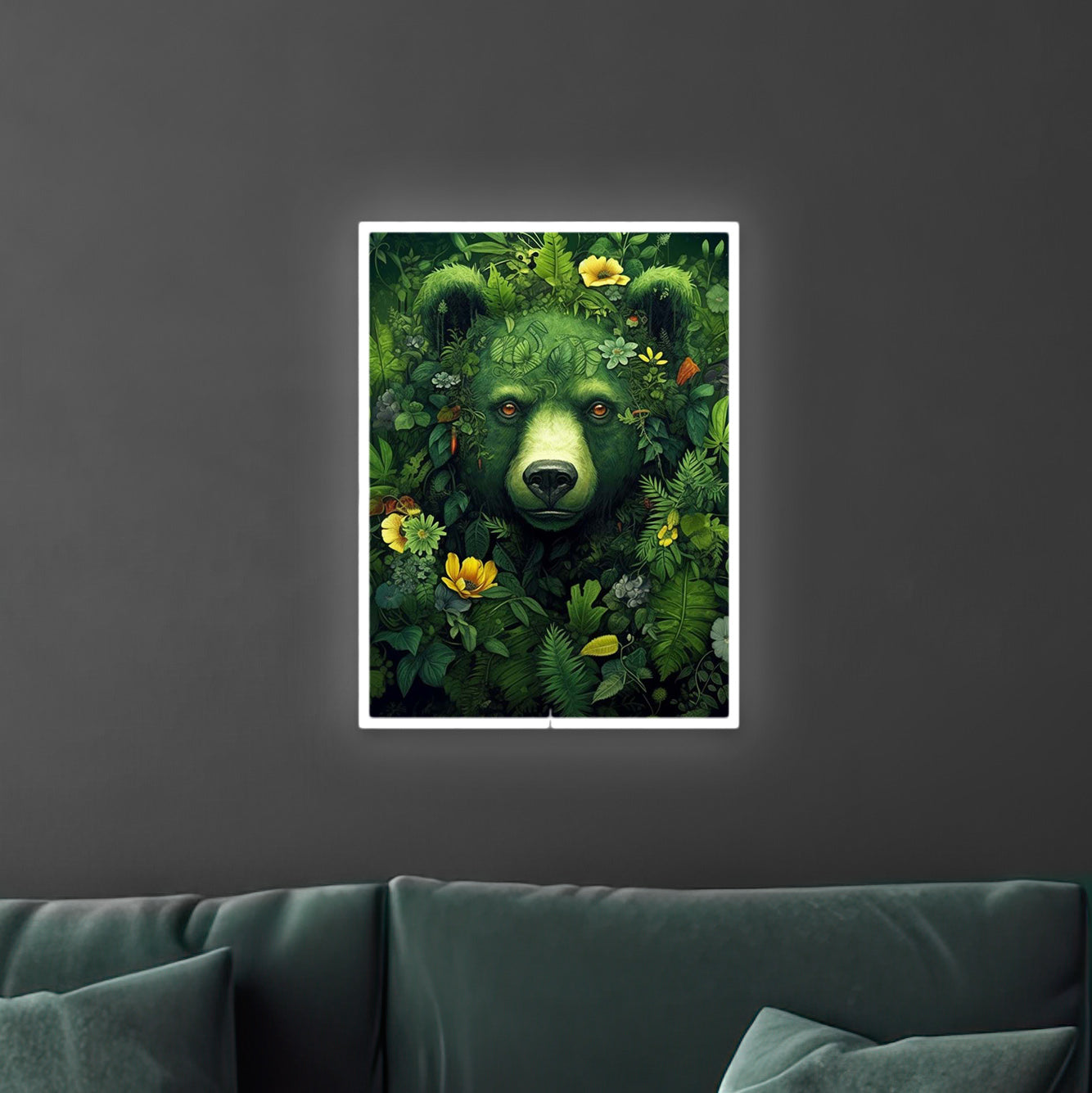 Green Flower Bear | LED Bild