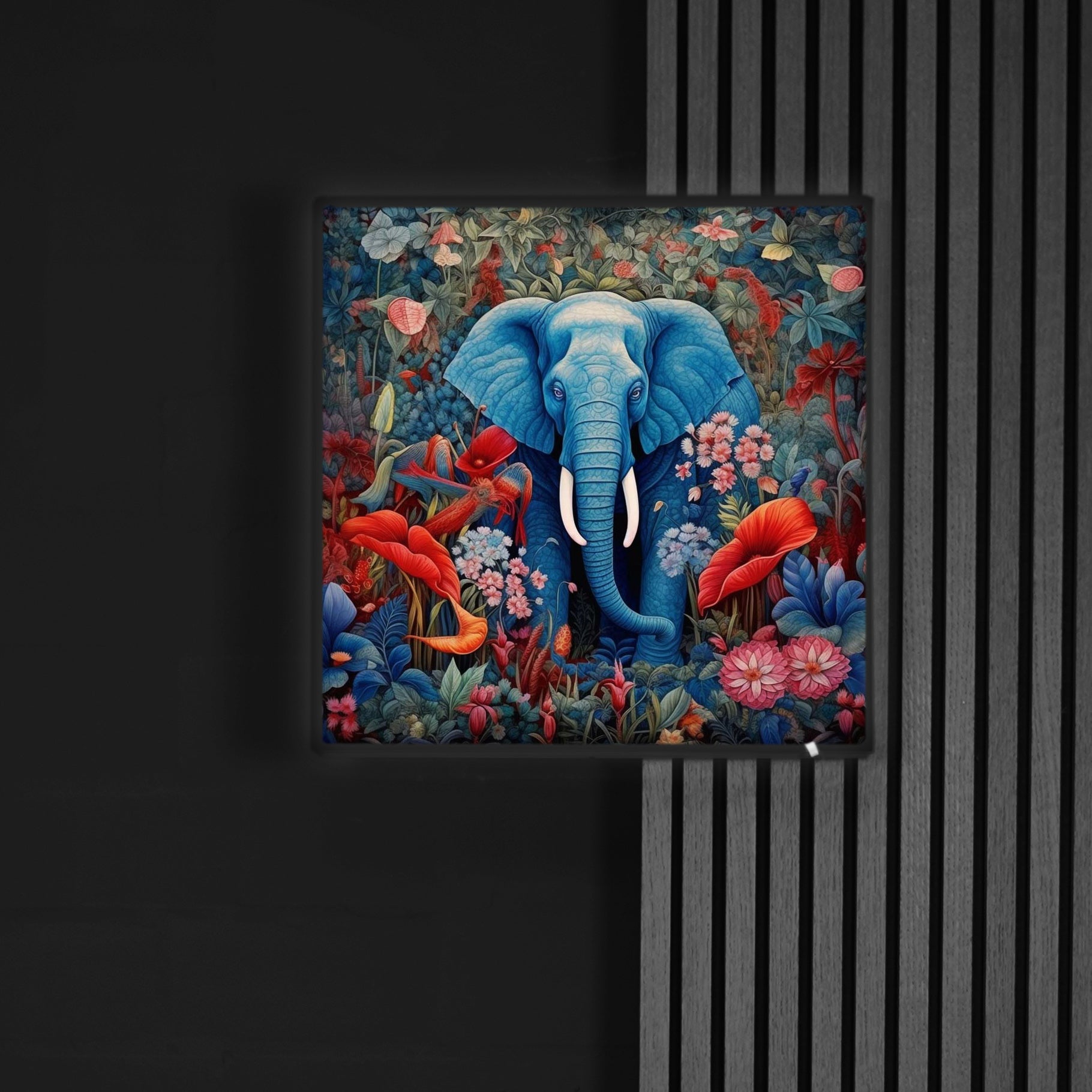 Blue Flower Elephant | LED Bild