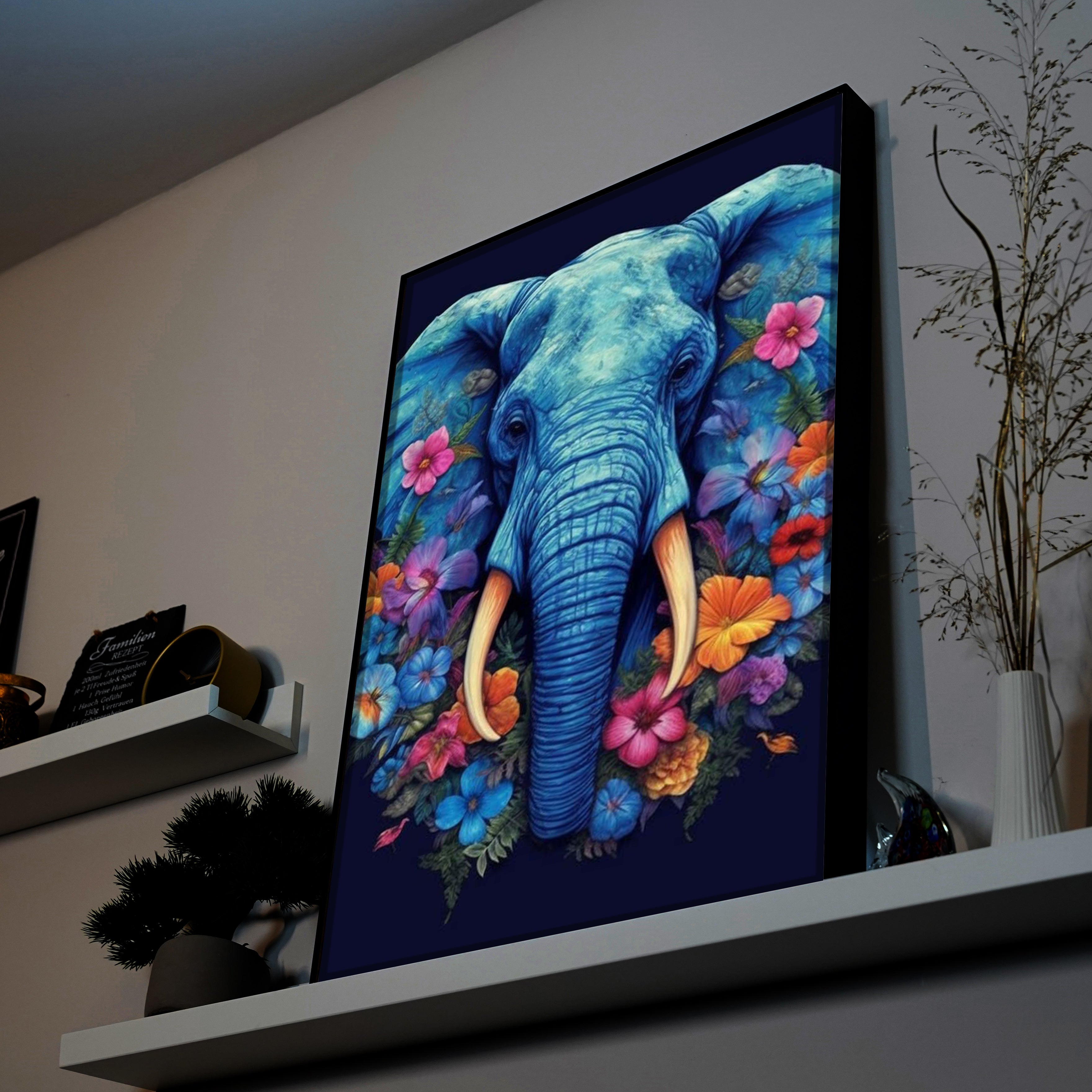 Flower Blue Elephant | LED Bild
