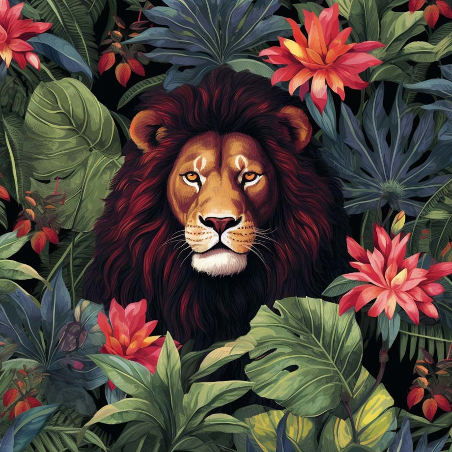 Flower Lion | LED Bild